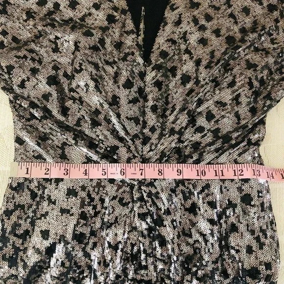 Harlyn Sequin Cocktail Dress Short Sleeves Front‎ Slit Size S - Picture 8 of 12